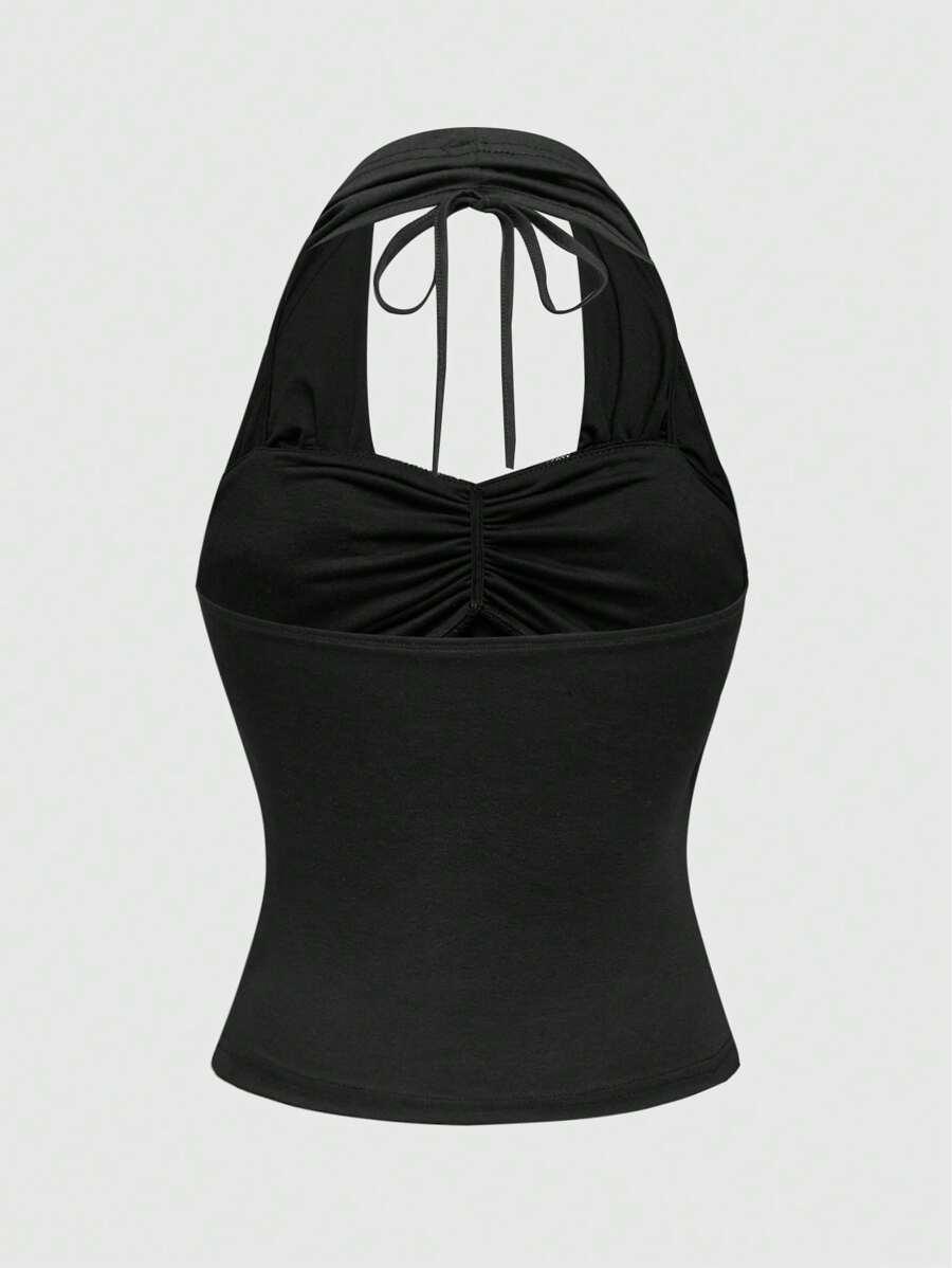 SHEIN CZARNY TOP KORONKA S06__XS