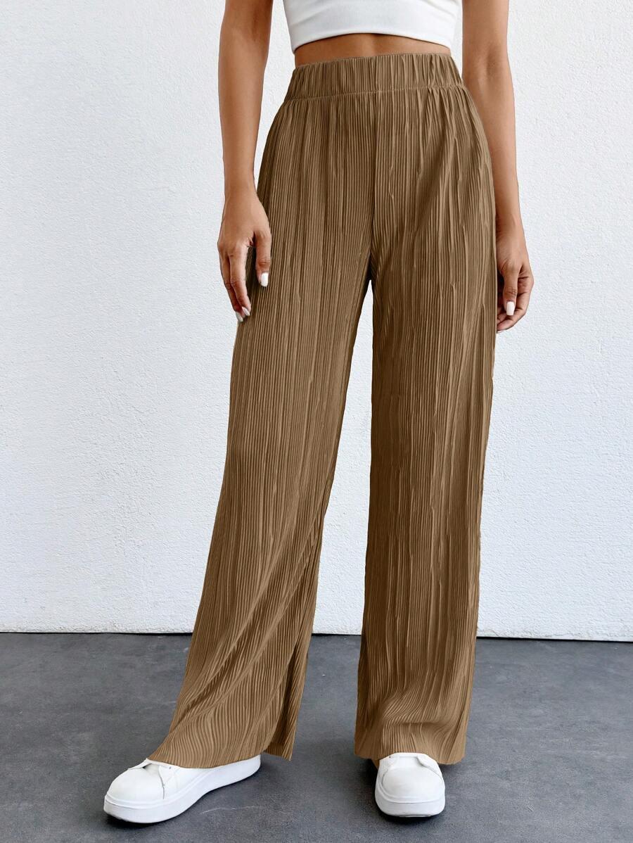 SHEIN BRĄZOWE PLISOWANE SPODNIE S06__M