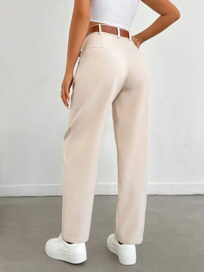 SHEIN BRĄZOWE PROSTE SPODNIE S06__M