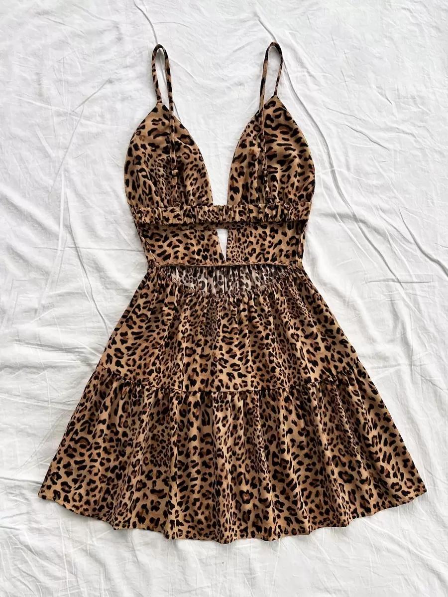 SHEIN ROZKLOSZOWANA MINI SUKIENKA ANIMAL PRINT S06__M