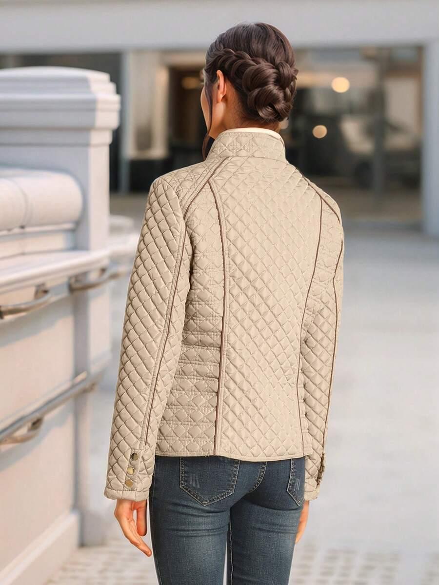 SHEIN BEŻOWA PIKOWANA KURTKA ZAMEK W01__XL