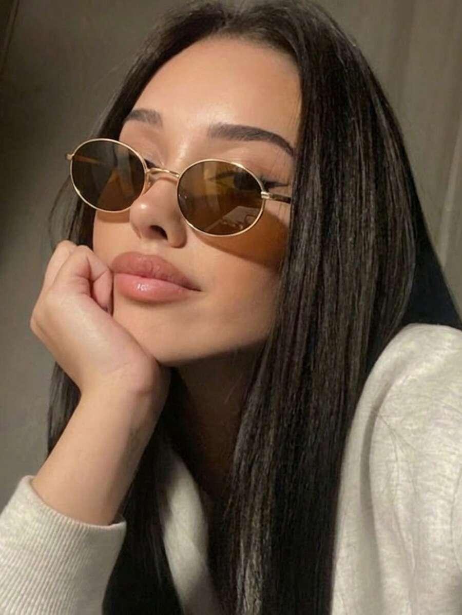 SHEIN OKULARY PRZECIWSŁONECZNE ZŁOTE OPRAWKI S07