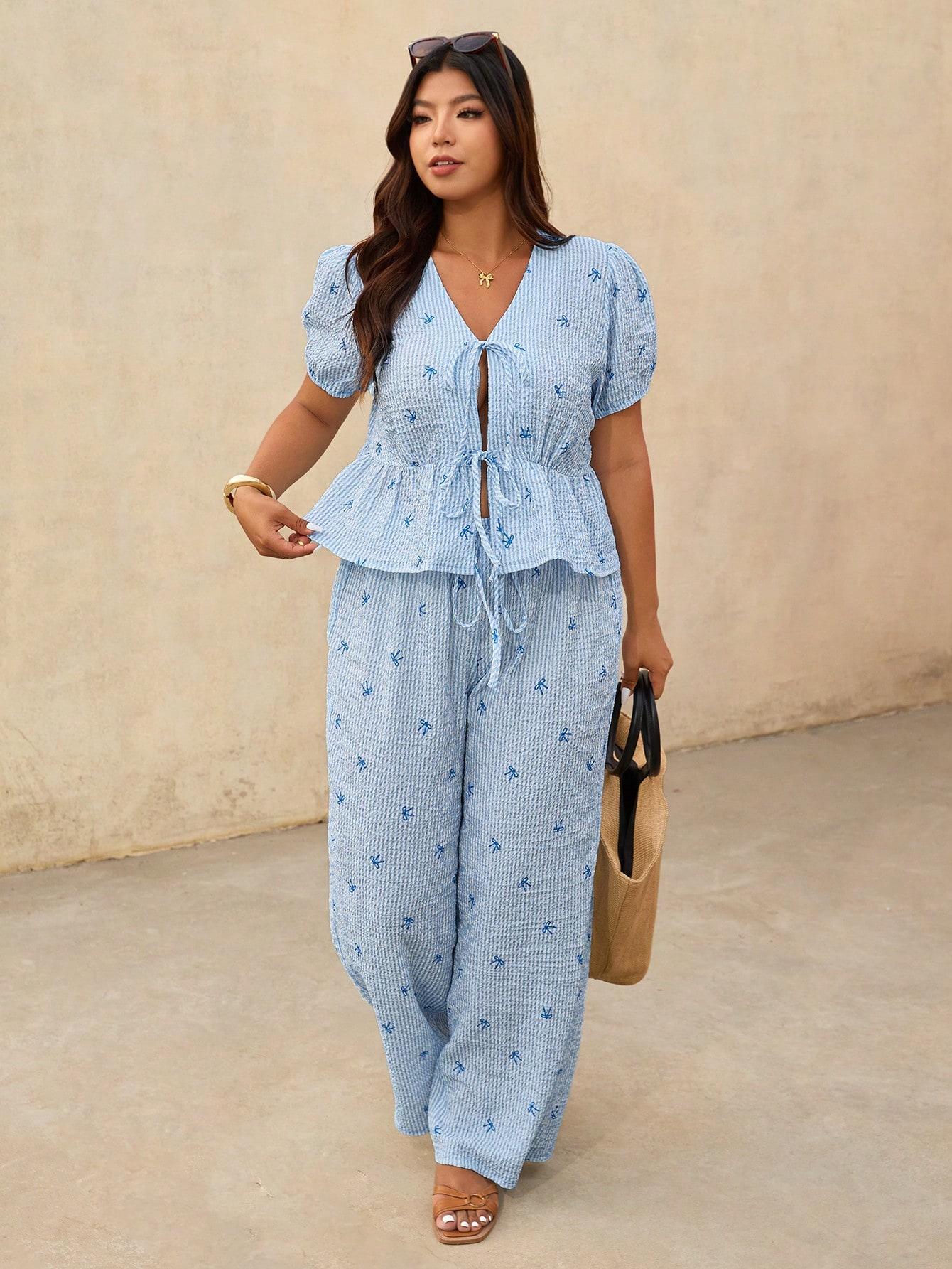 SHEIN BLUZKA SPODNIE KOMPLET PASKI S06__XXL