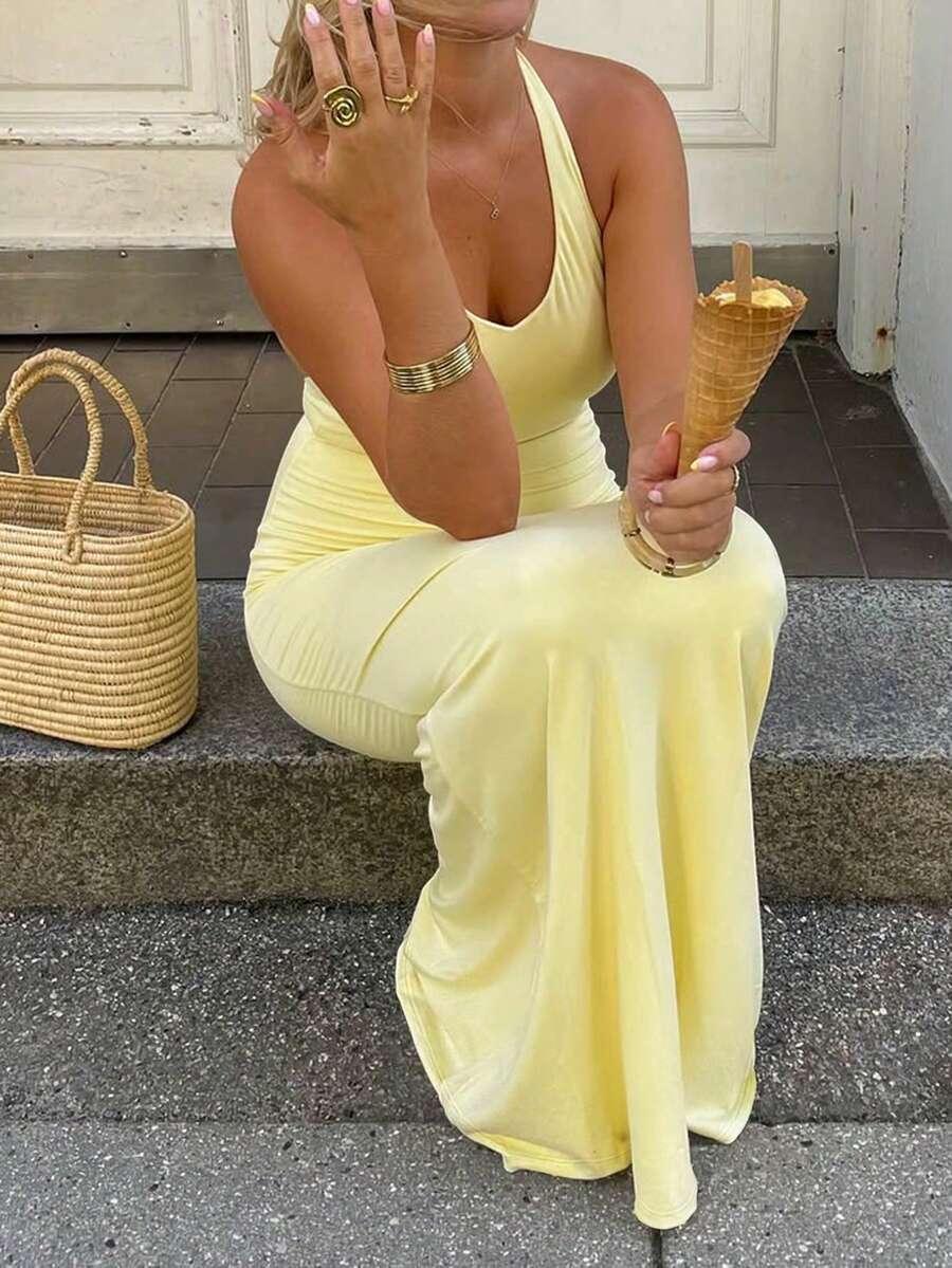 SHEIN ŻÓŁTA SUKIENKA MAXI S06__XS