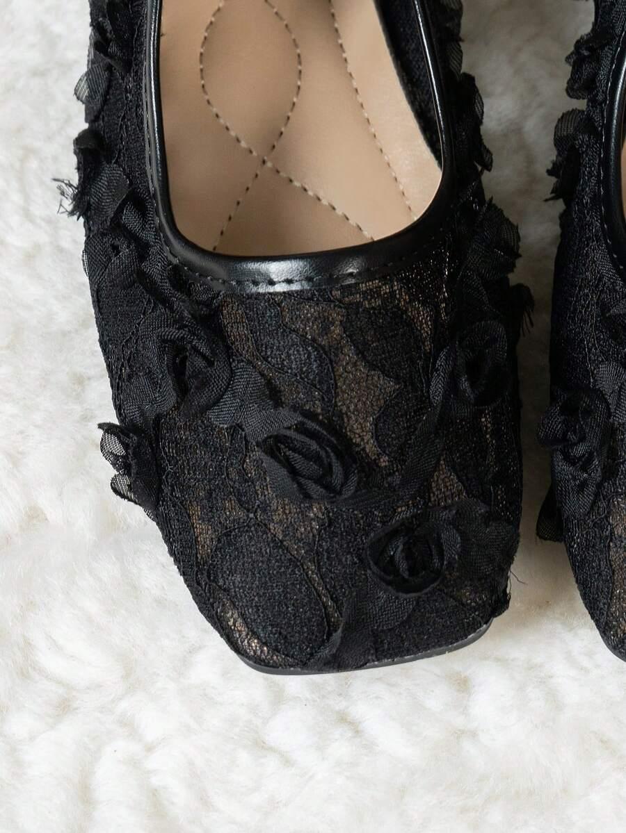 SHEIN CZARNE BALERINY KORONKA S06__39