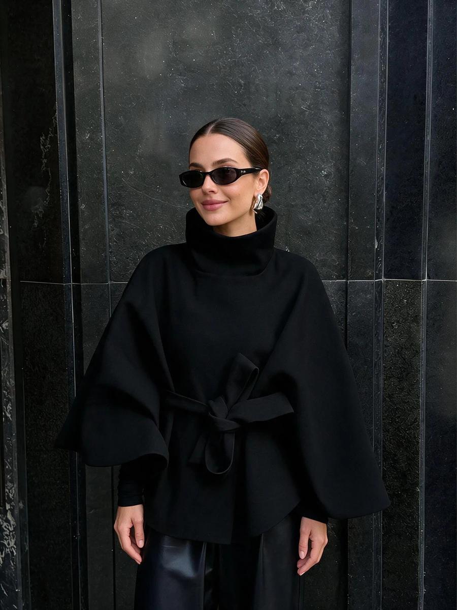 SHEIN CZARNY KRÓTKI PŁASZCZ W01__M