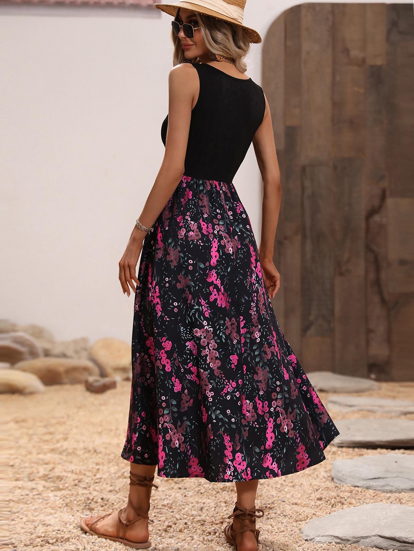 SHEIN SUKIENKA ŁĄCZENIE WZÓR KWIATY S06__M