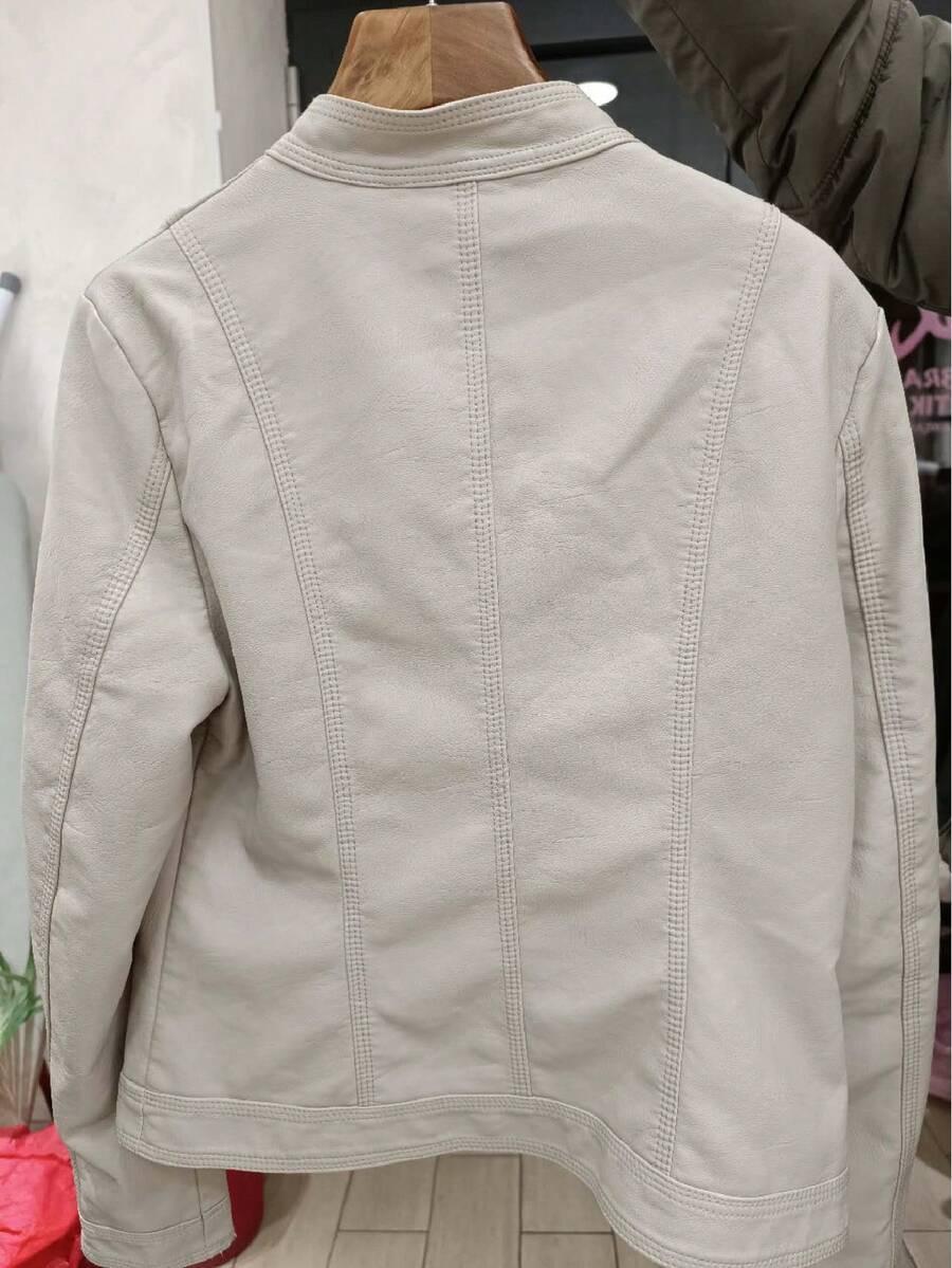 SHEIN BEŻOWA KURTKA IMITACJA SKÓRY PK01__S