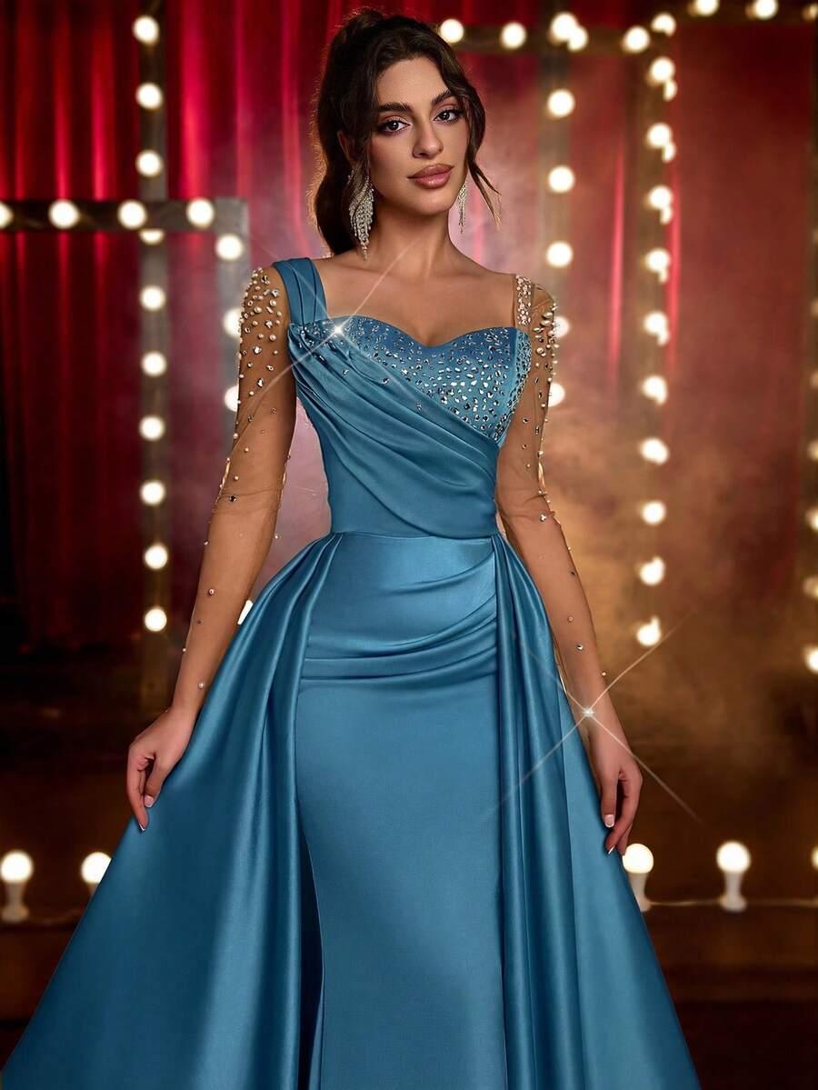 GLAMRAE NIEBIESKA MAXI SUKIENKA S06__L