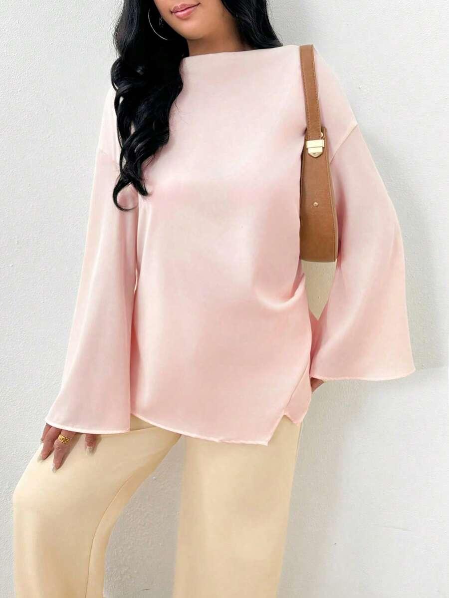 SHEIN RÓŻOWA BLUZKA Z DŁUGIM RĘKAWEM S06__XL