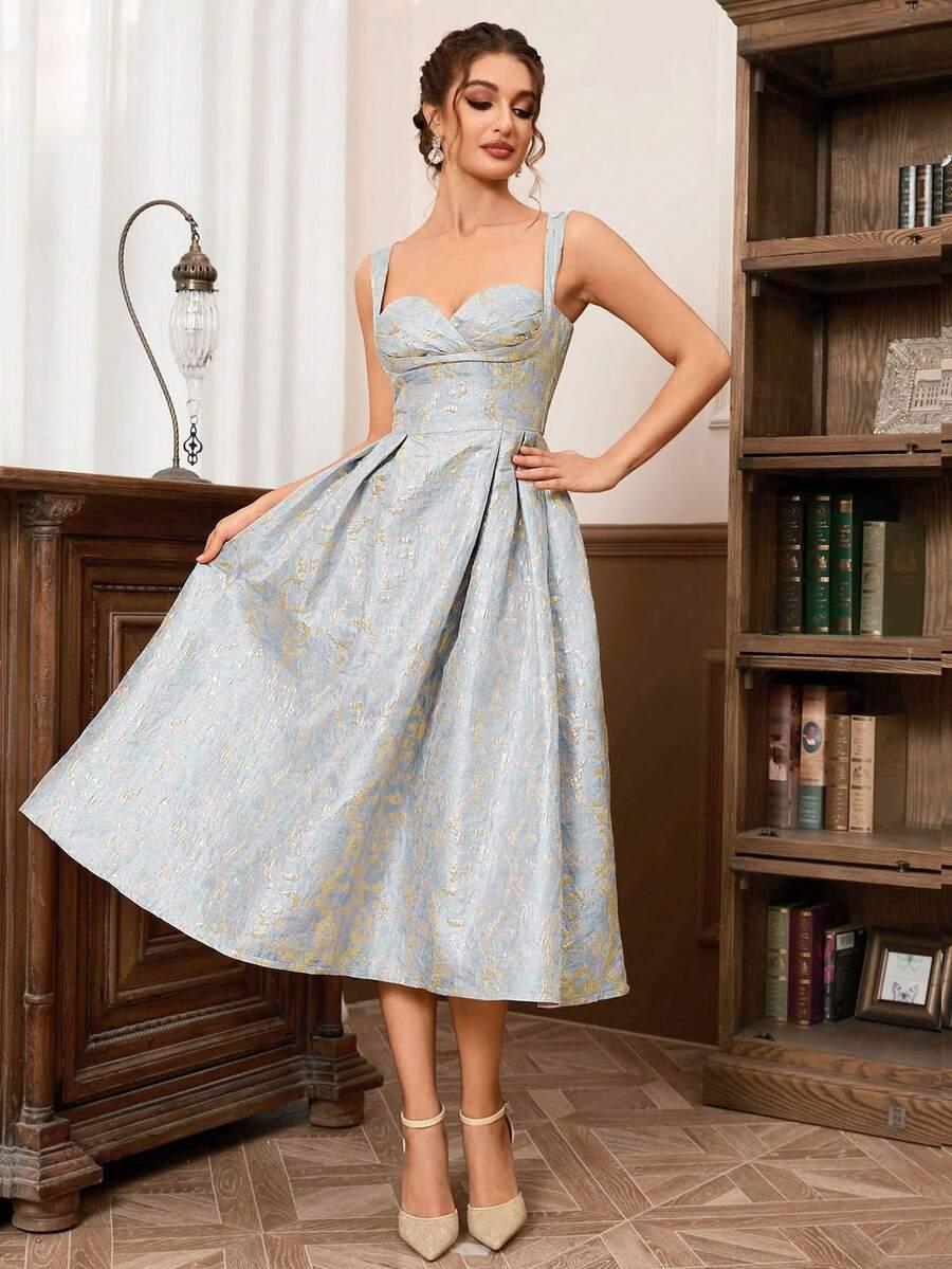 SHEIN MIDI SUKIENKA NA RAMIĄCZKACH S06__L