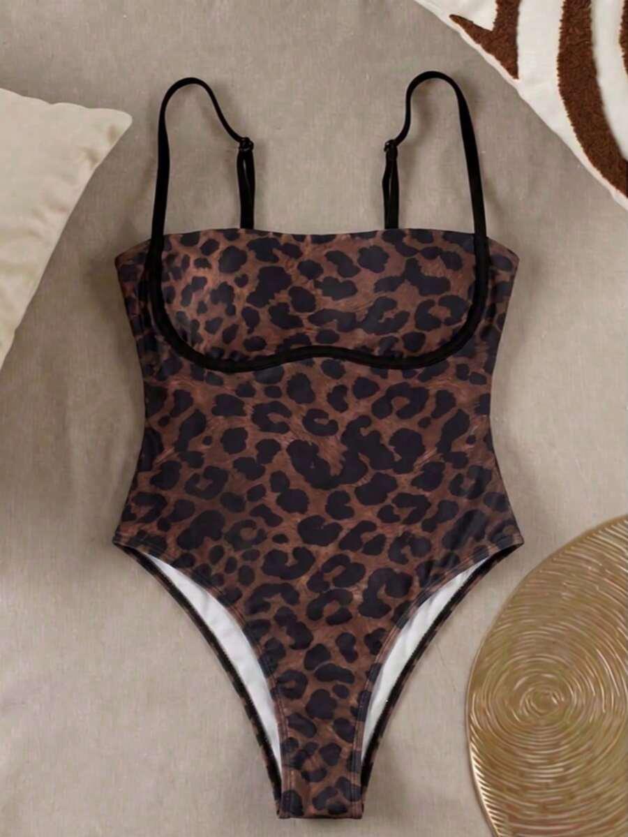 SHEIN JEDNOCZĘŚCIOWY STRÓJ KĄPIELOWY ANIMAL PRINT S09__XS