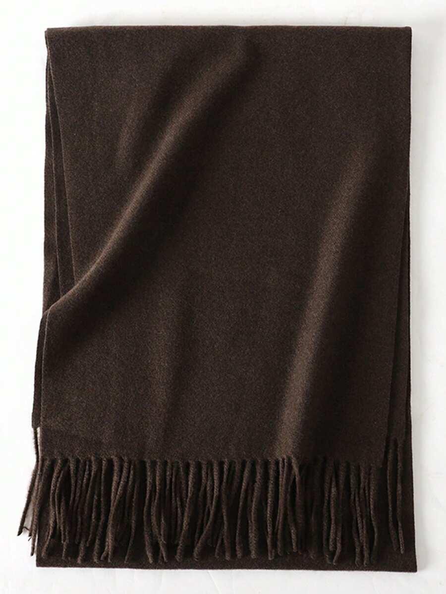 SHEIN BRĄZOWY SZALIK FRĘDZLE W01__33X180CM
