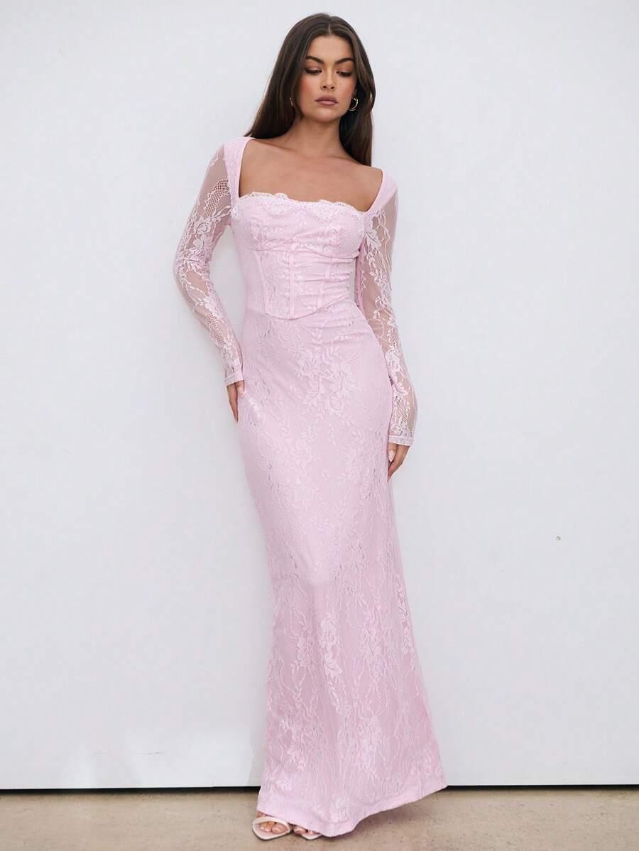 SHEIN RÓŻOWA MAXI SUKIENKA S06__S