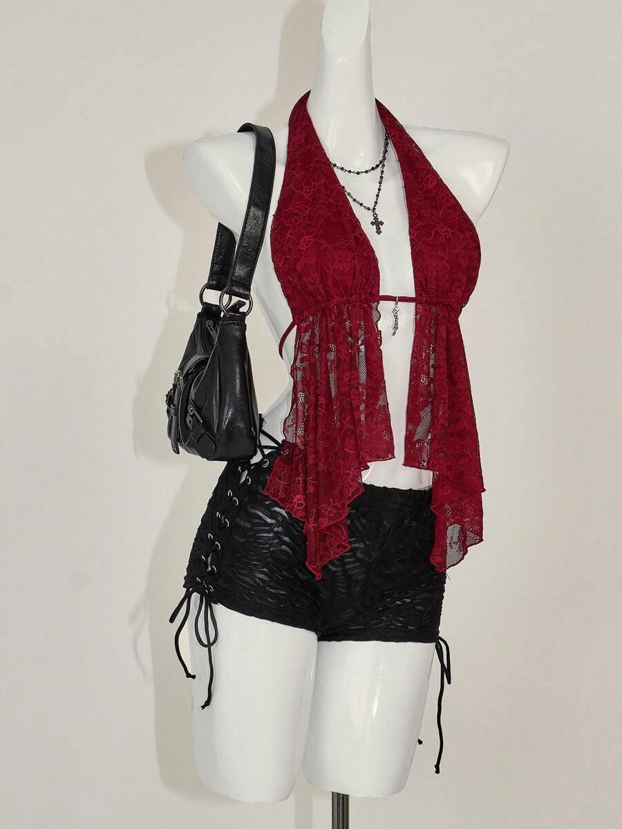 SHEIN KORONKOWY TOP ODKRYTE PLECY