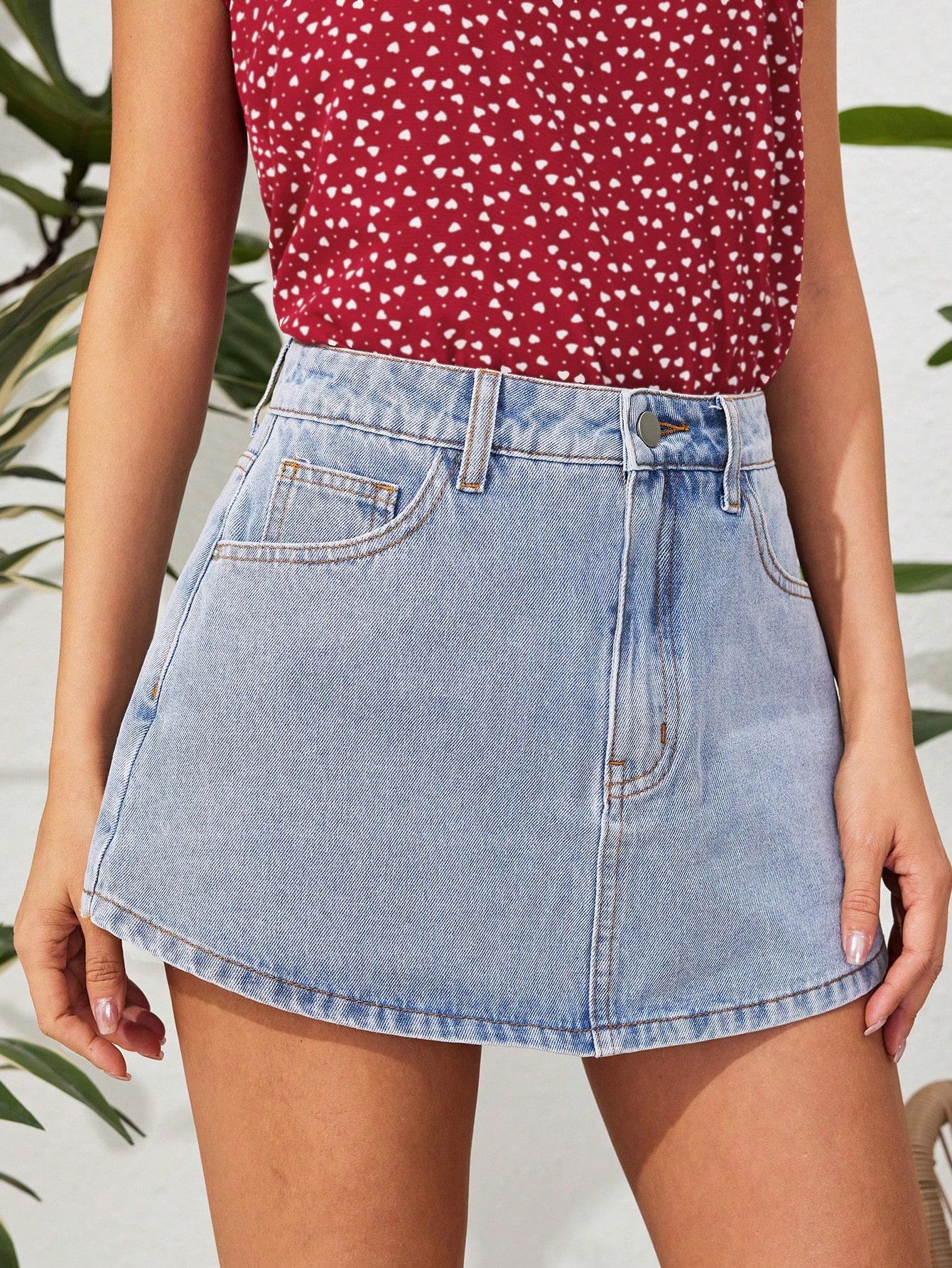 SHEIN NIEBIESKIE JEANSOWE SPÓDNICO-SPODENKI S06__S