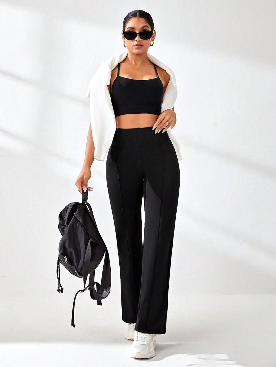 SHEIN CZARNE LEGGINSY SPORTOWE WYSOKI STAN S06__S
