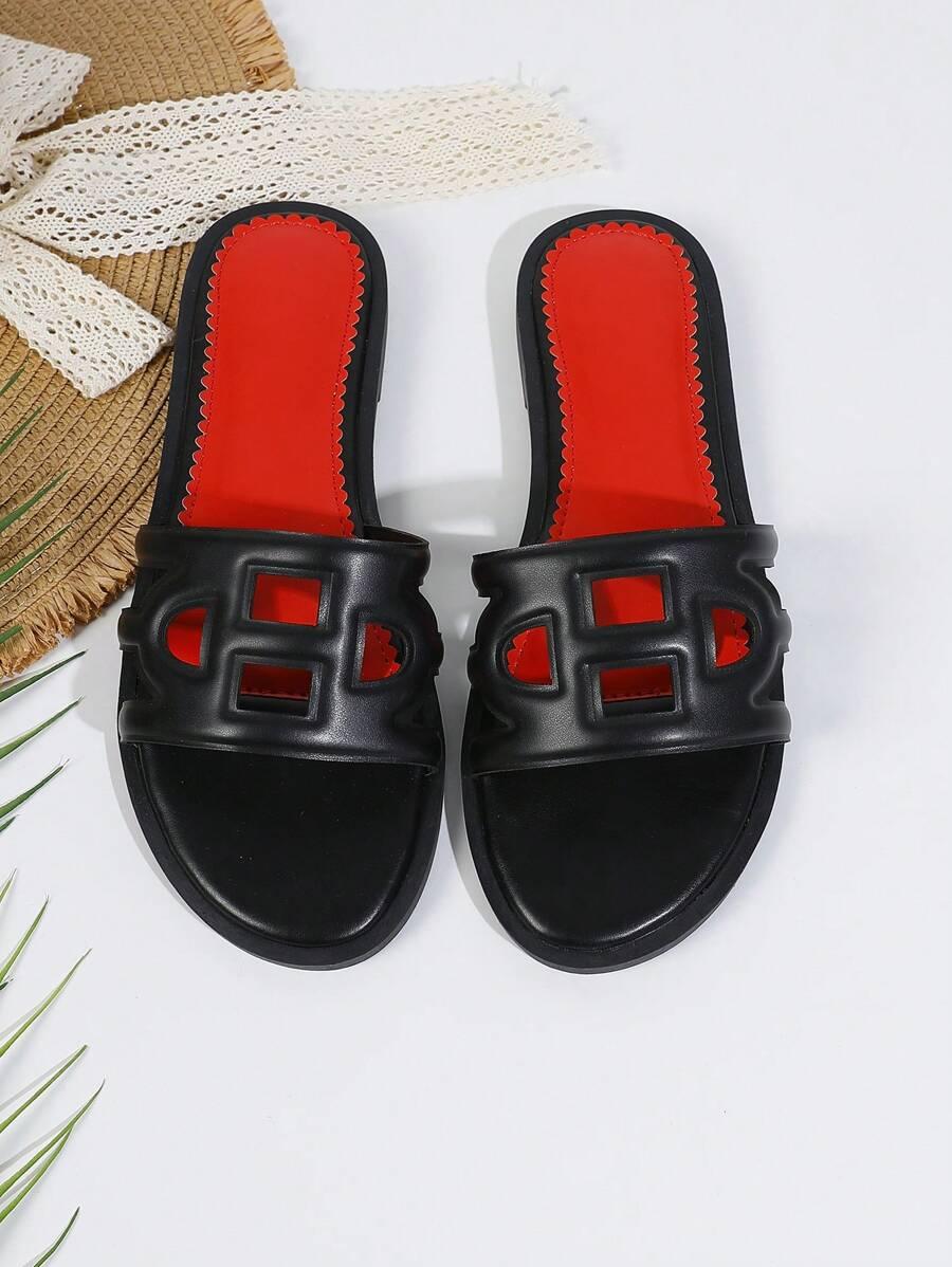 SHEIN CZARNE KLAPKI ZDOBIENIE S06__37