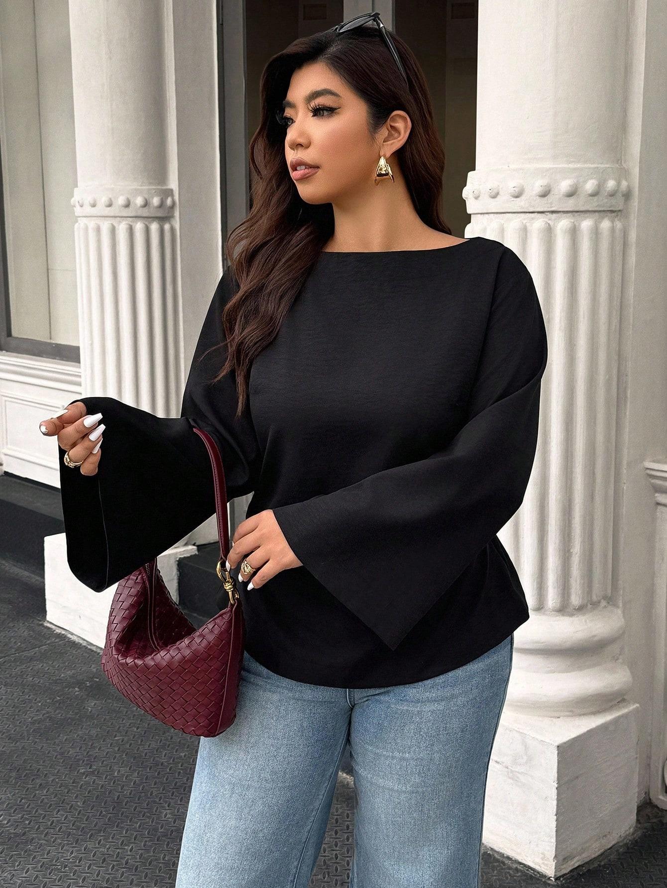 SHEIN CZARNA BLUZKA DŁUGI RĘKAW S06__48