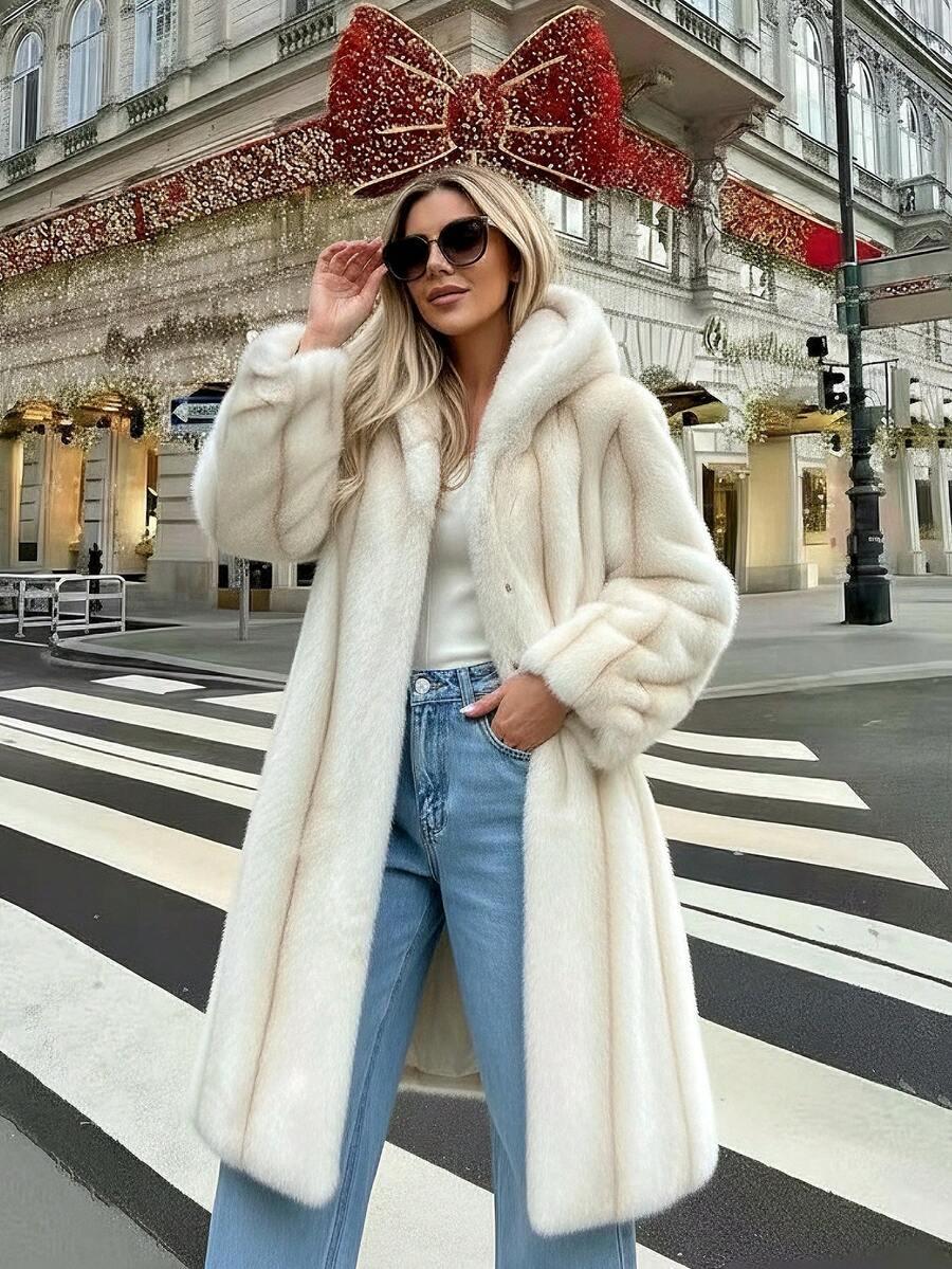SHEIN BEŻOWE SZTUCZNE FUTRO W01__M