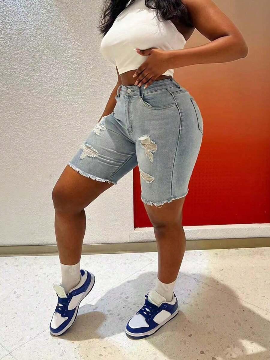 SHEIN NIEBIESKIE KRÓTKIE SPODENKI JEANS S09__XL