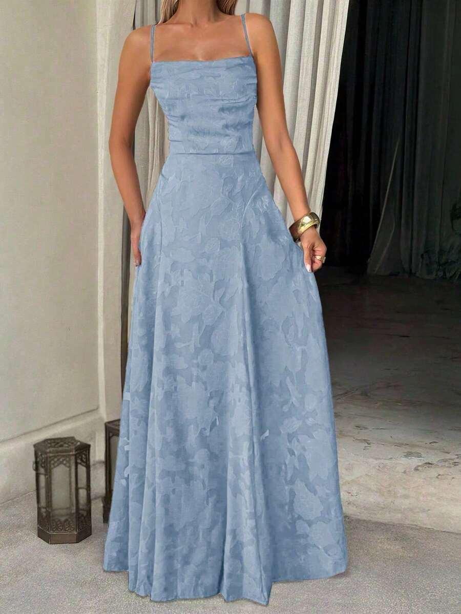 SHEIN NIEBIESKA MAXI SUKIENKA NA RAMIĄCZKACH S06__S