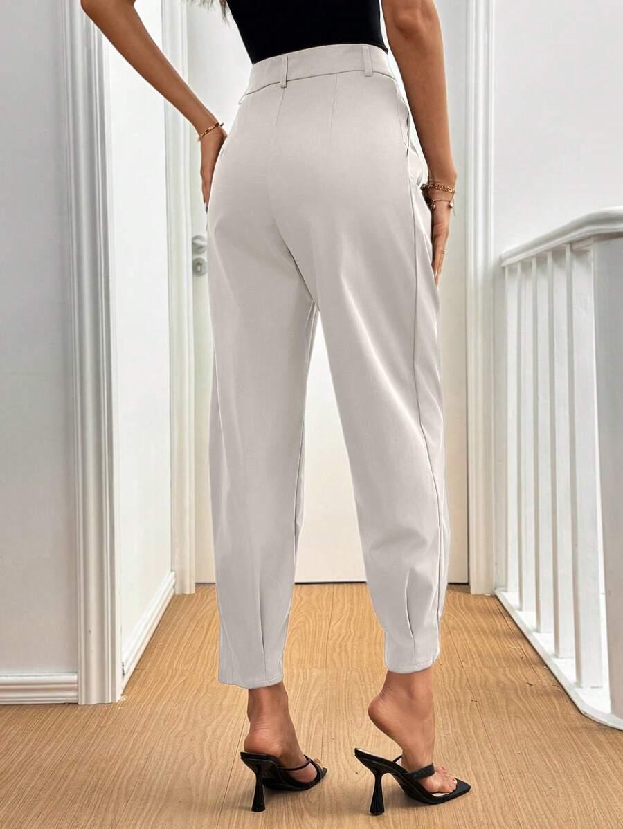 SHEIN BEŻOWE SPODNIE ZAMEK S06__M