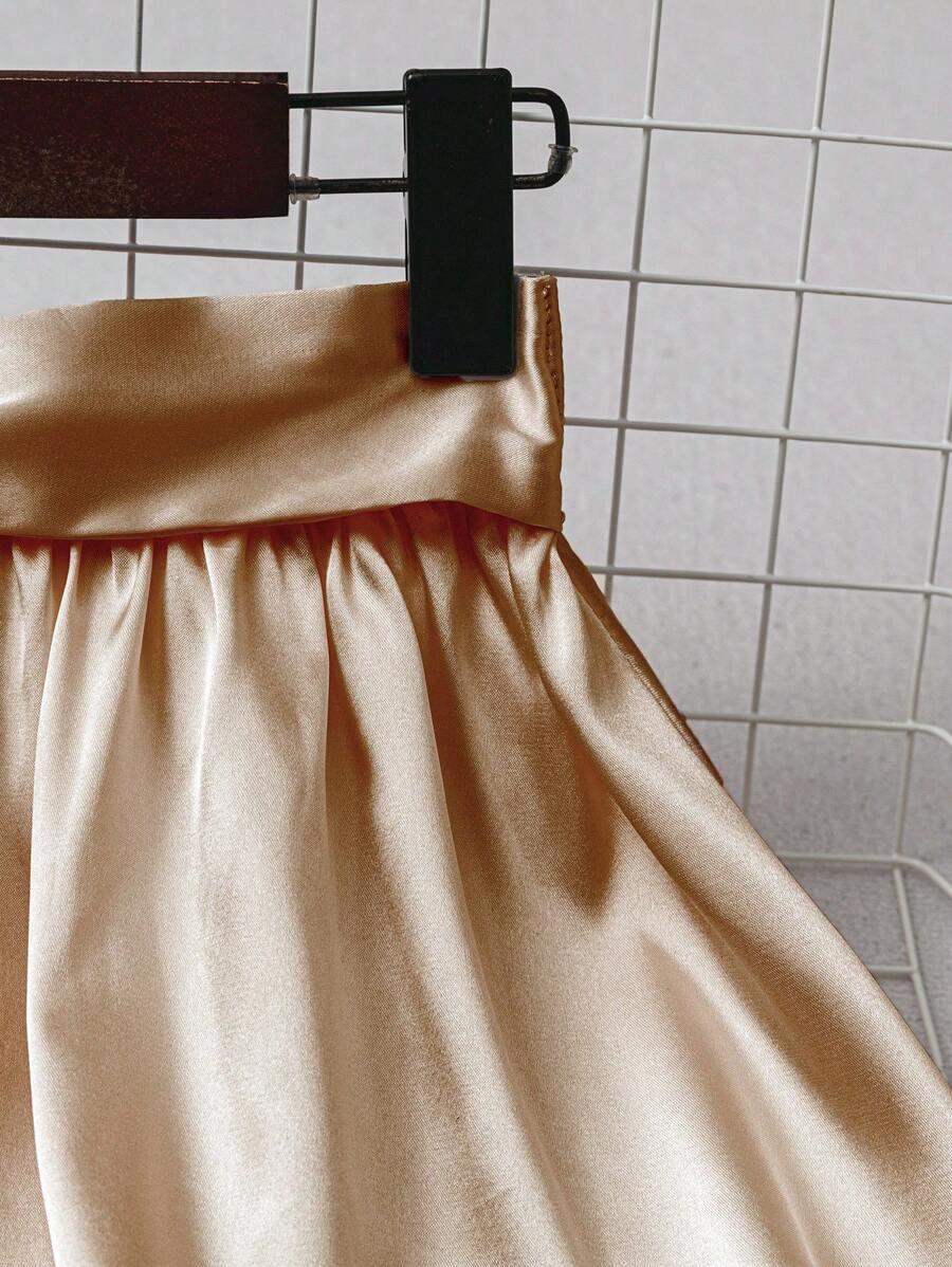 SHEIN SATYNOWA MIDI SPÓDNICA WIĄZANIE S06__M
