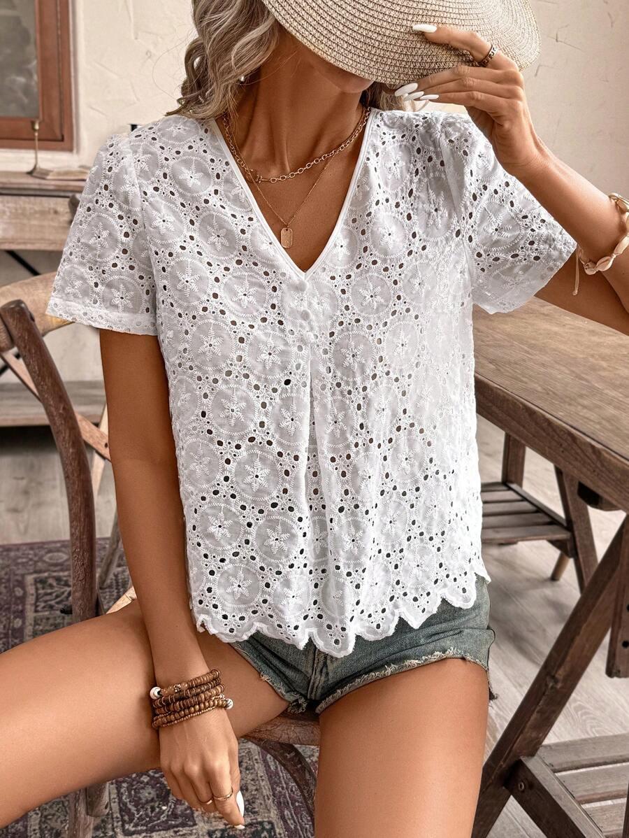 SHEIN BIAŁA BLUZKA HAFT S06__L