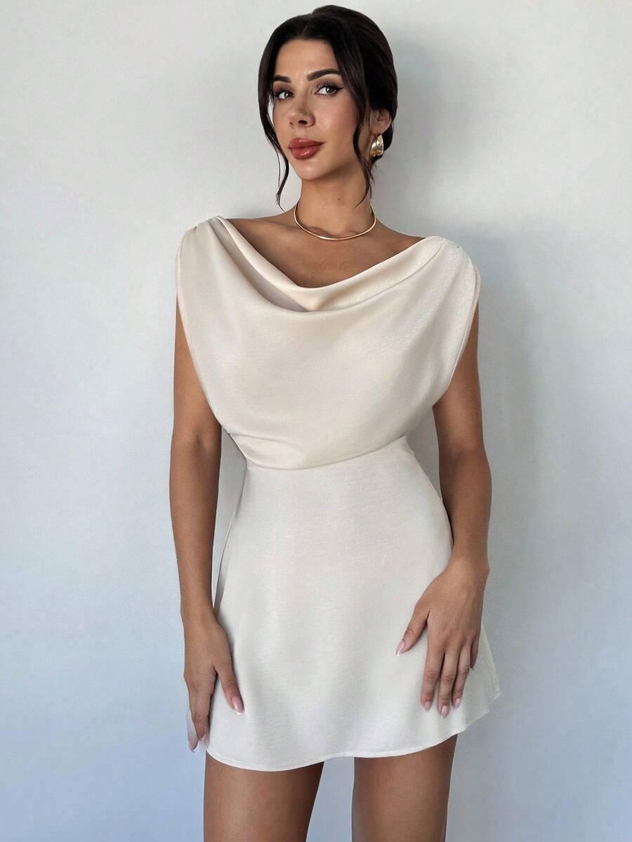 SHEIN BEŻOWA MINI SUKIENKA S06__M