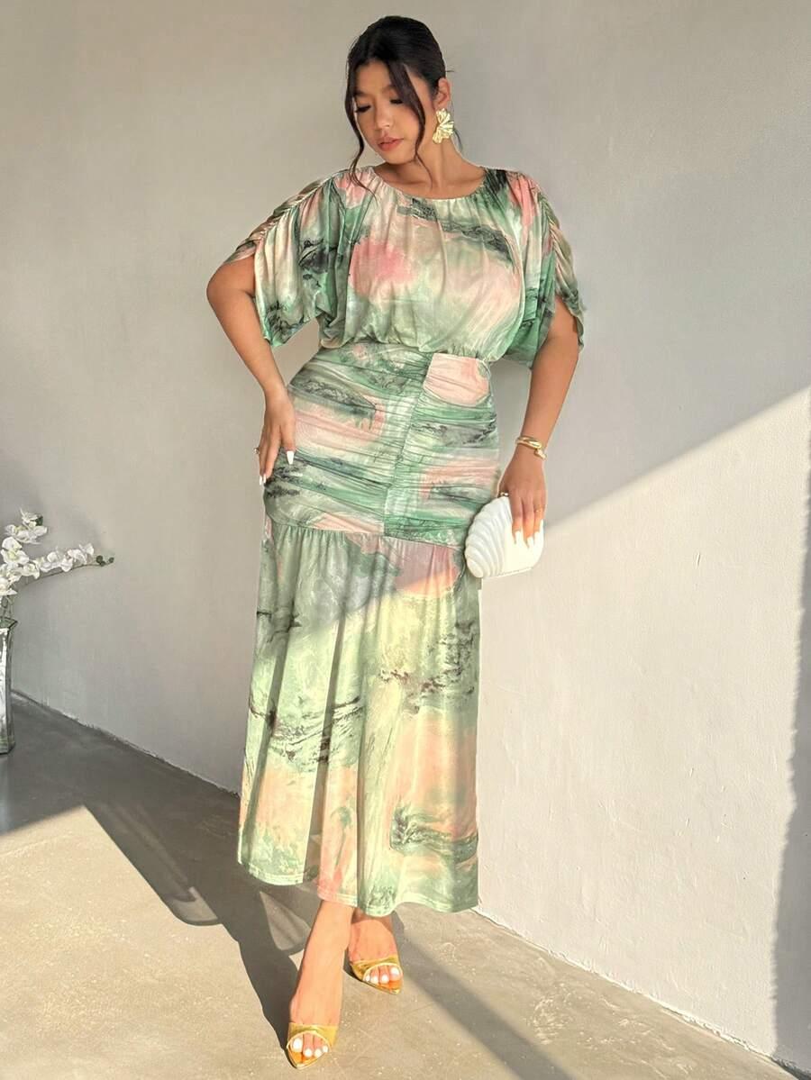 SHEIN MAXI SUKIENKA KRÓTKI RĘKAW S06__XXL