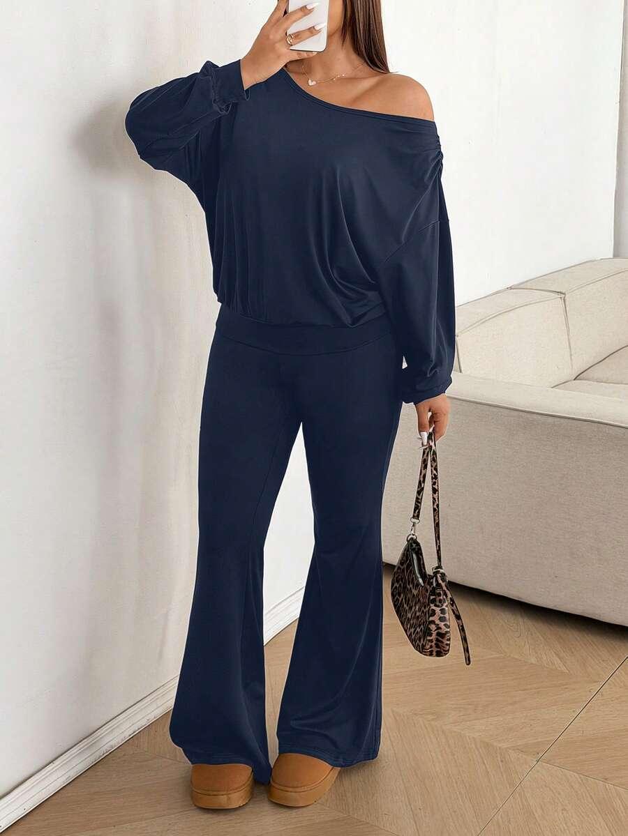 SHEIN GRANATOWA BLUZKA DŁUGI RĘKAW S06__48
