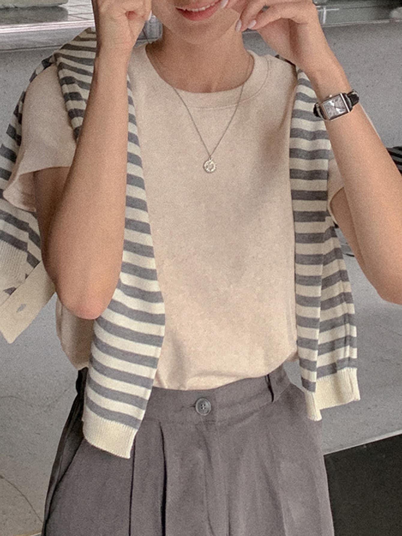 SHEIN BEŻOWA BLUZKA CASUAL S06__XS