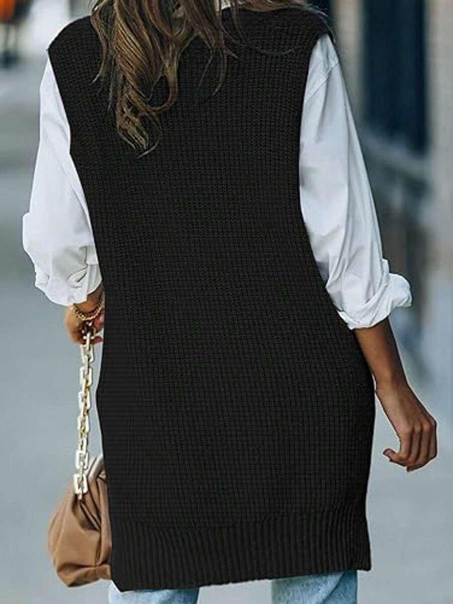 SHEIN CZARNA KAMIZELKA V-NECK S06__52