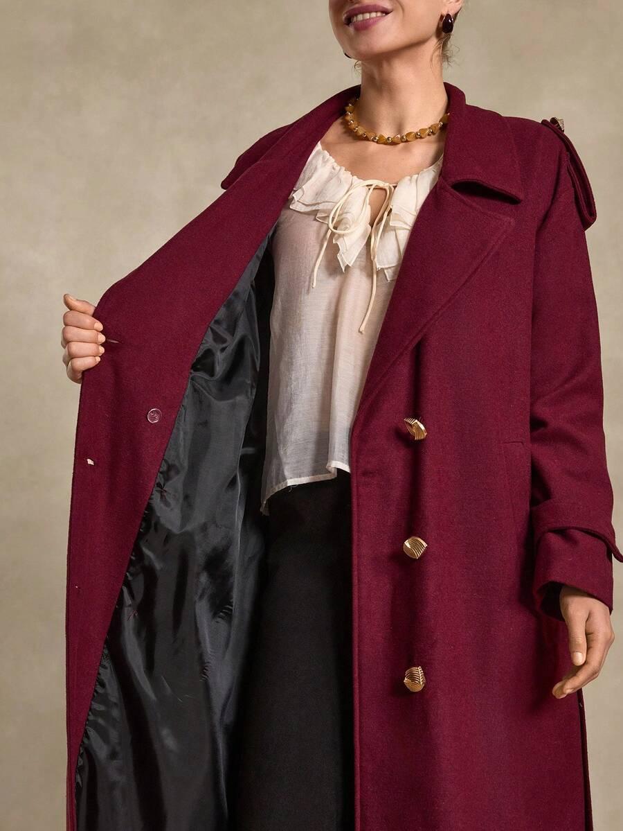 DEMLI FASHION KLASYCZNY PŁASZCZ DWURZĘDOWY GUZIKI W01__XL