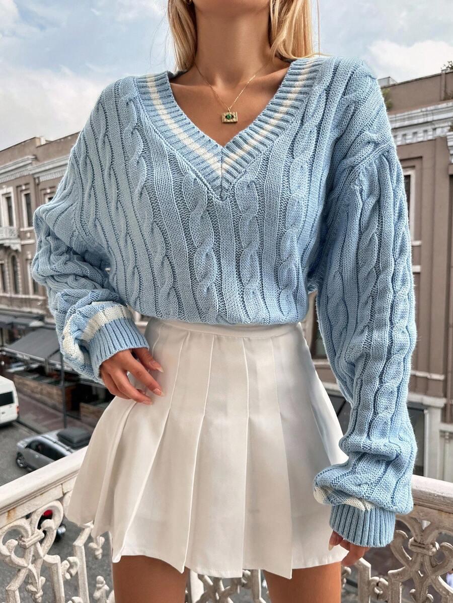 EURMUSE NIEBIESKI SWETER V-NECK S06__M