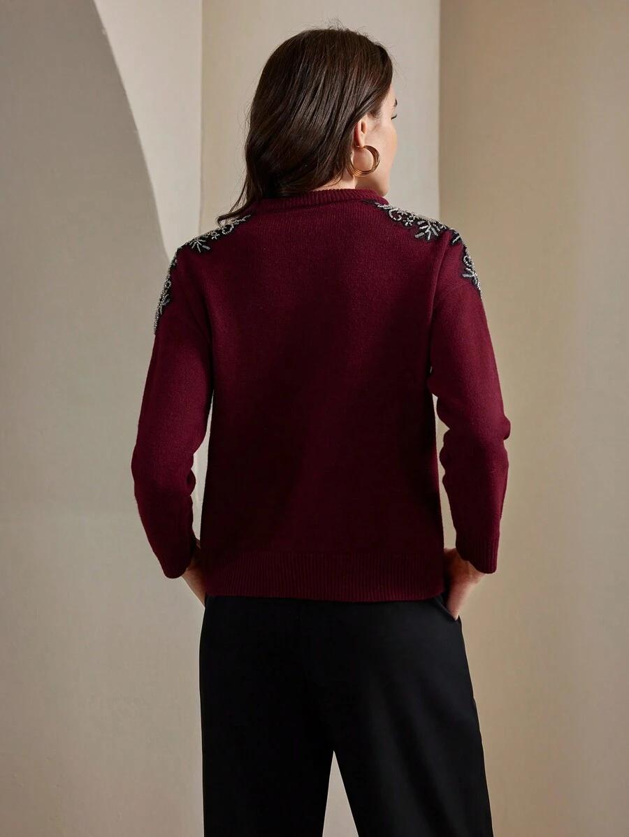 ANEWSTA BORDOWY SWETER ZDOBIENIA S06__L