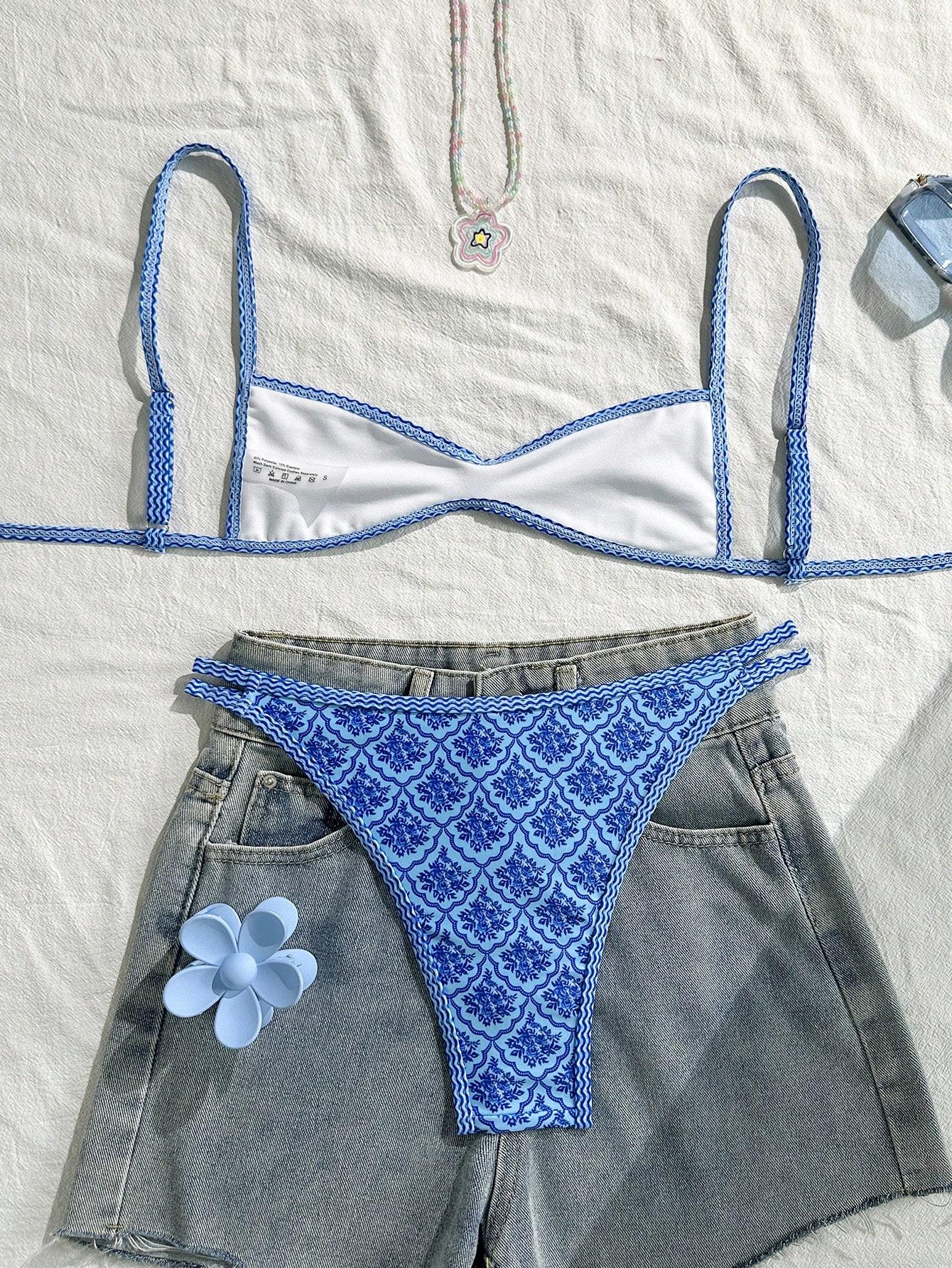SHEIN NIEBIESKI DWUCZĘŚCIOWY STRÓJ KĄPIELOWY S09__XL