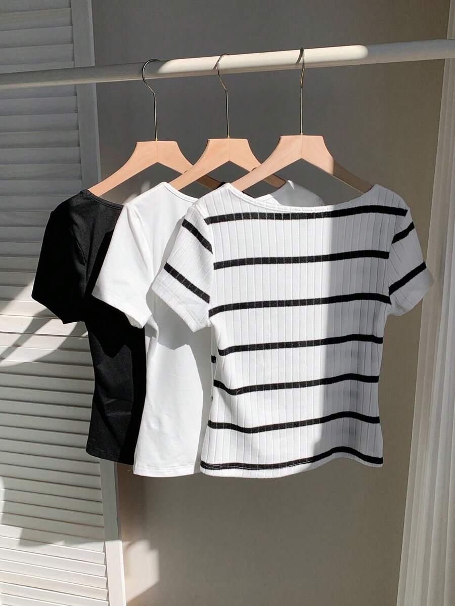 SHEIN BLUZKI KRÓTKI RĘKAW 2-PACK S06__M