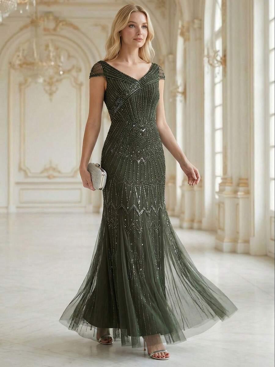 SHEIN ZIELONA MAXI SUKIENKA S06__L