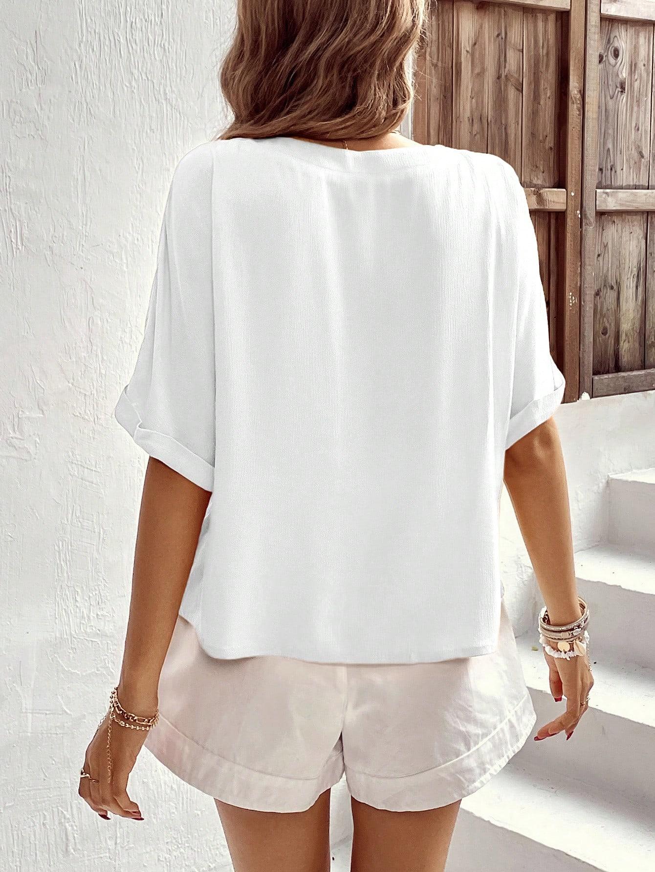 SHEIN BLUZKA KRÓTKI RĘKAW GUZIKI S06__XL