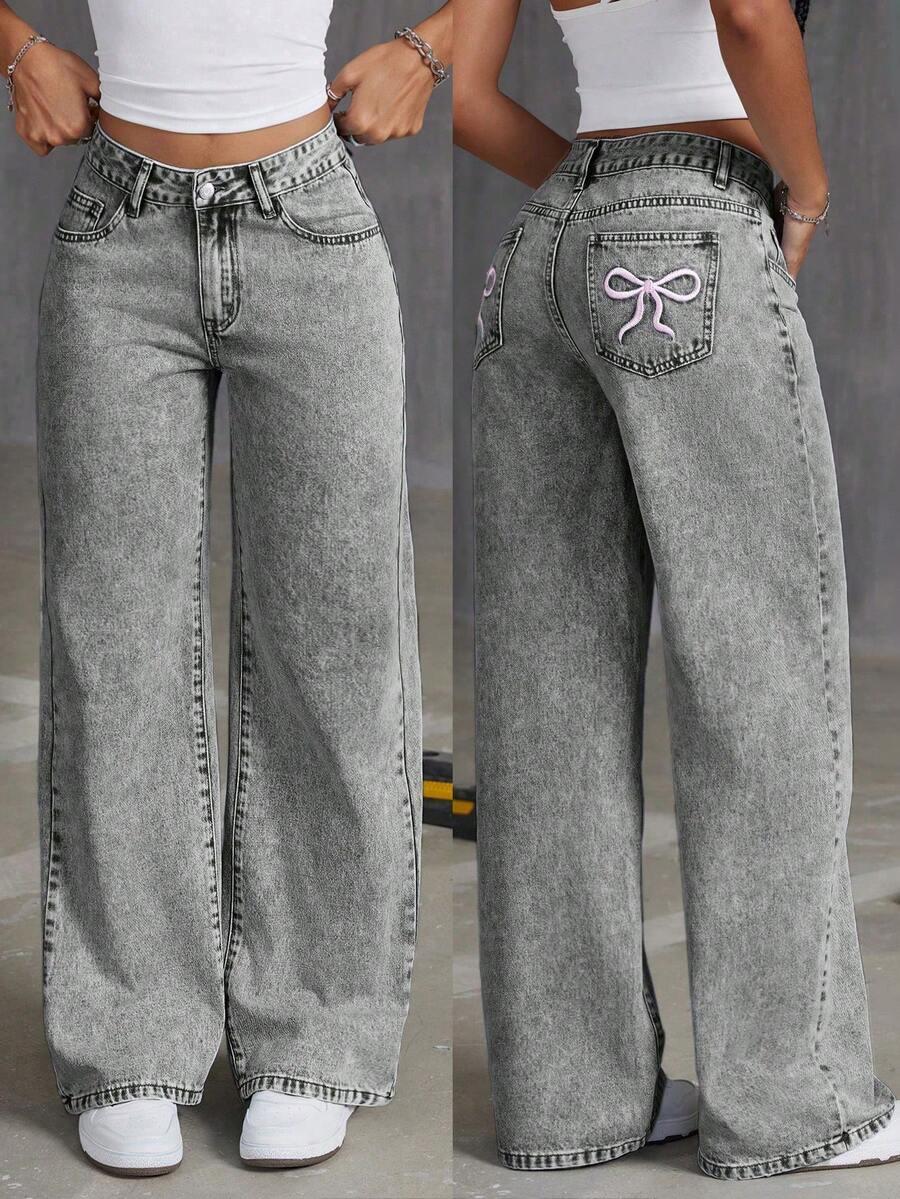 SHEIN SPODNIE JEANS HAFT S06__146/152