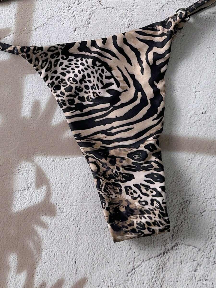 SHEIN DWUCZĘŚCIOWY STRÓJ KĄPIELOWY ANIMAL PRINT S09__XS