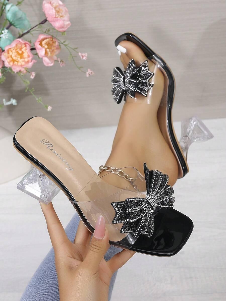 SHEIN CZARNE KLAPKI ZDOBIENIE S06__40