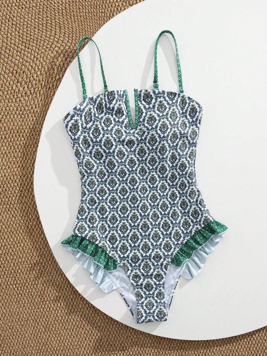 SHEIN JEDNOCZĘŚCIOWY STRÓJ KĄPIELOWY PRINT S09__M