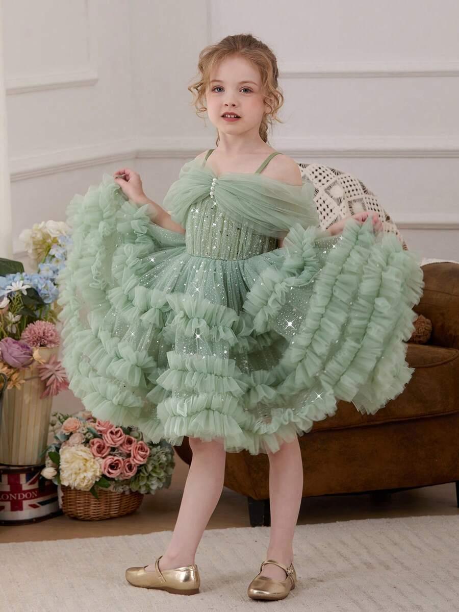 SHEIN ZIELONA SUKIENKA TIUL S06__104-110
