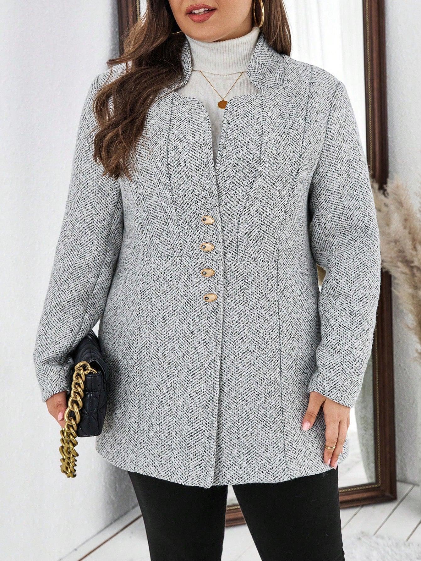 SHEIN SZARY PŁASZCZ GUZIKI W01__XXL