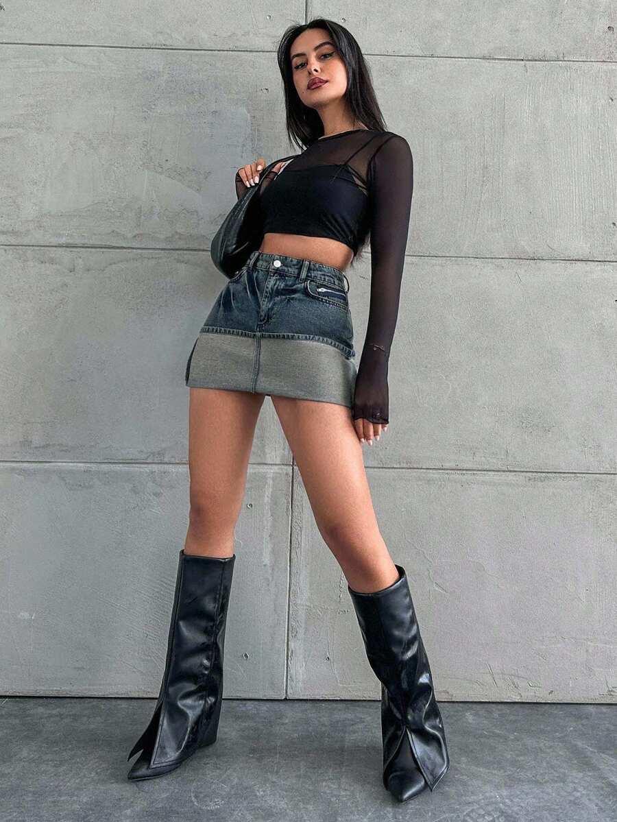 EURMUSE SPÓDNICA MINI JEANS S06__M