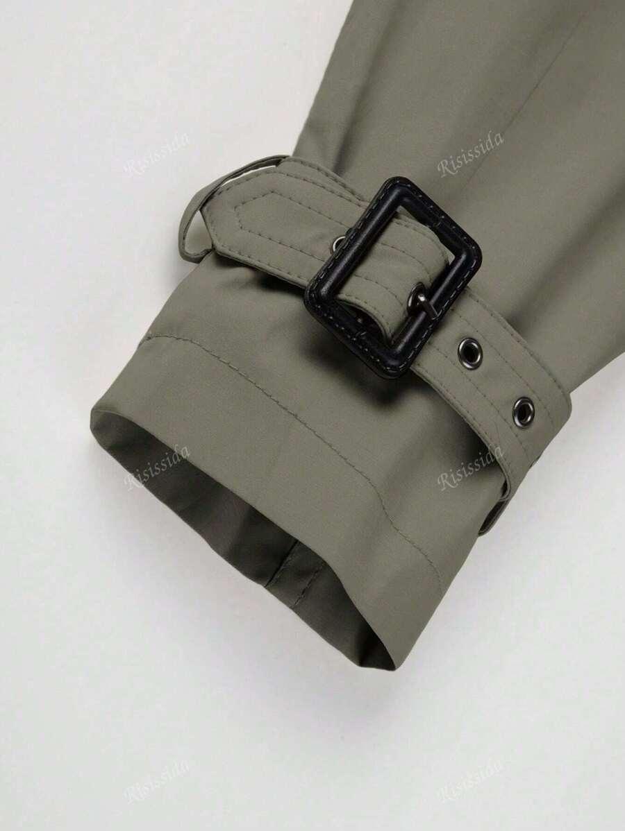 SHEIN ZIELONY PŁASZCZ TRENCZ GUZIKI W01__XS