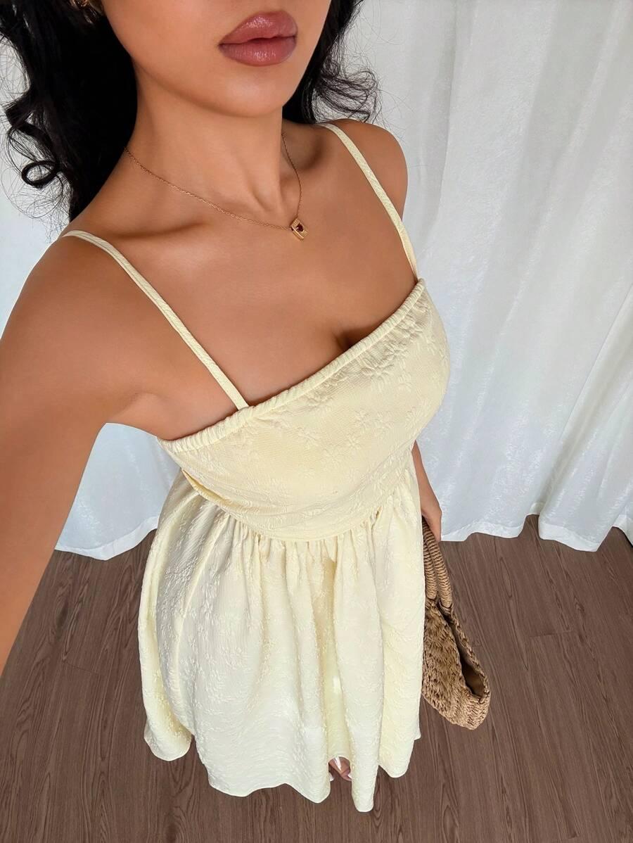 SHEIN ŻÓŁTA MIDI SUKIENKA RAMIĄCZKA S06__M